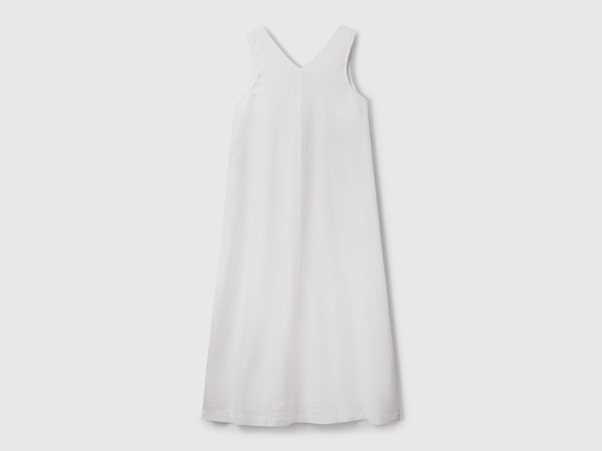 Vestito smanicato in puro lino