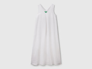 Vestito smanicato in puro lino