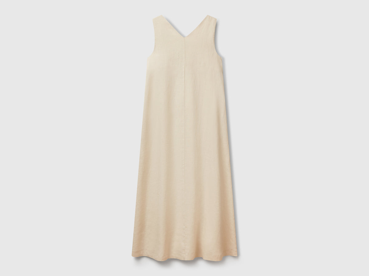 Vestito smanicato in puro lino