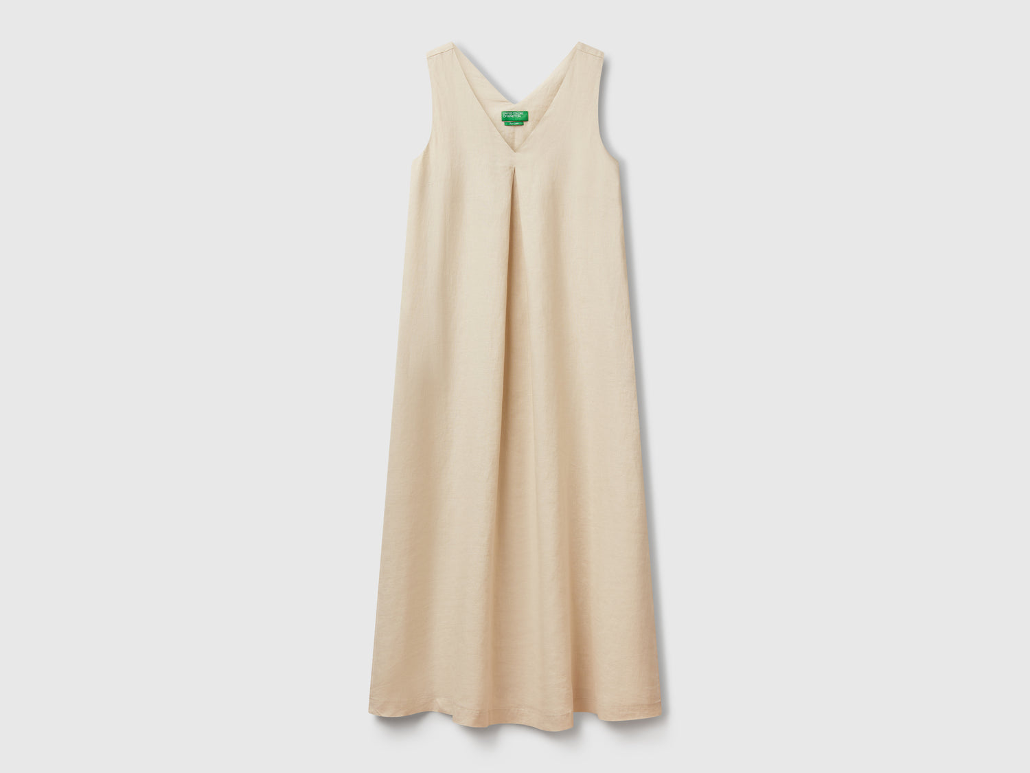 Vestito smanicato in puro lino da donna beige | Benetton Outlet