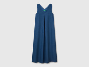 Vestito smanicato in puro lino