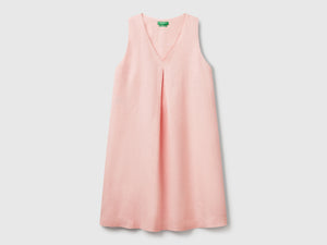Vestito smanicato in puro lino