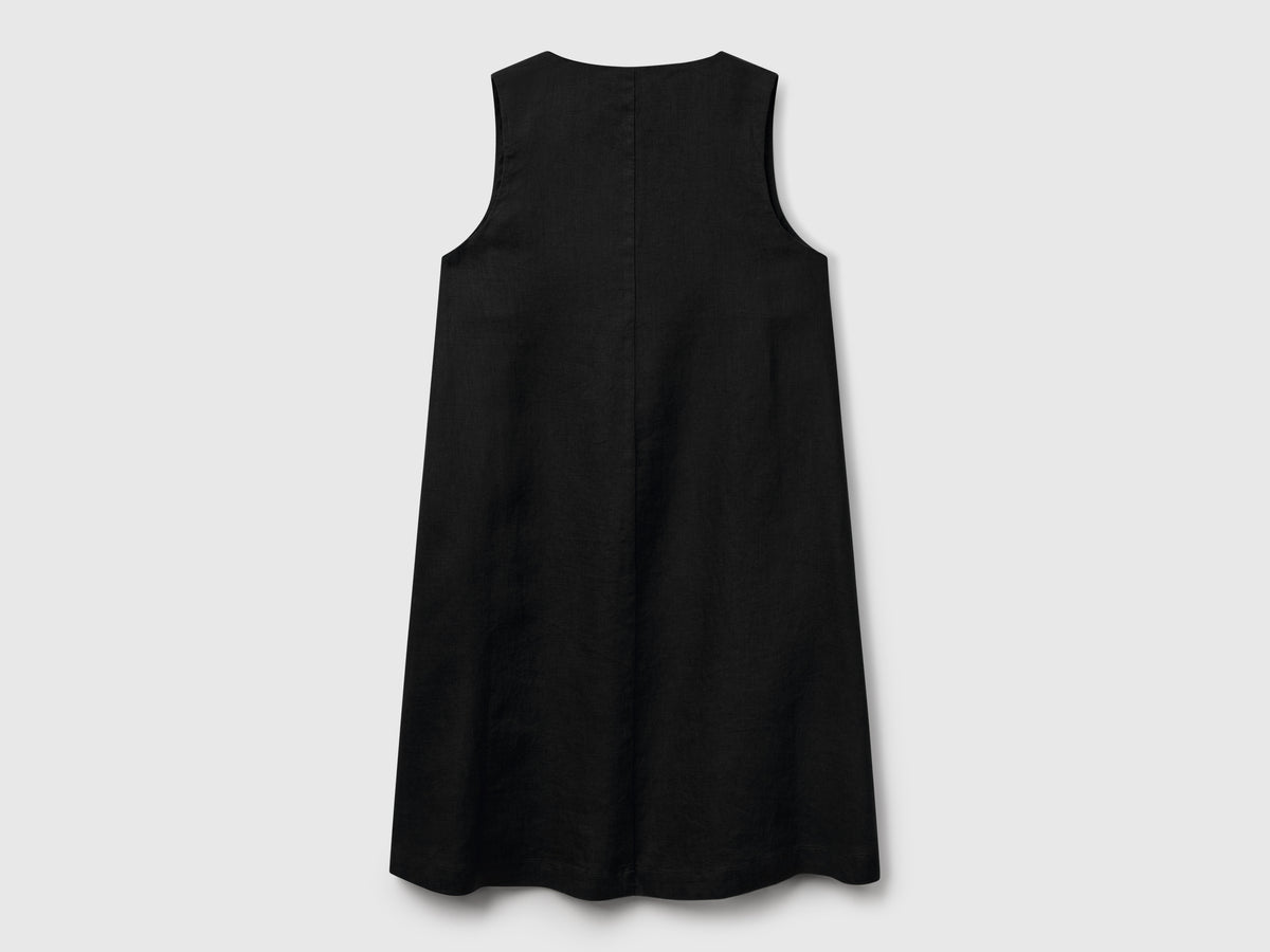 Vestito smanicato in puro lino