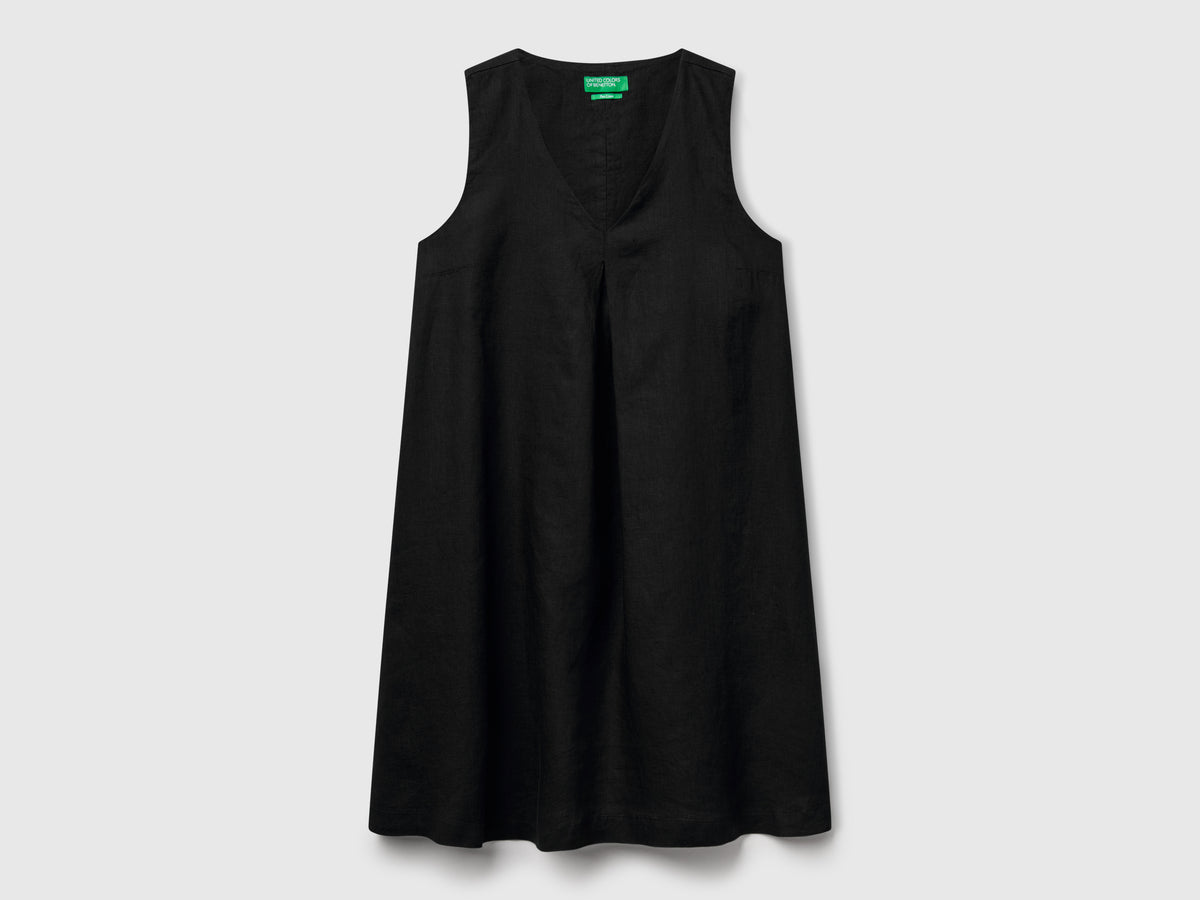 Vestito smanicato in puro lino