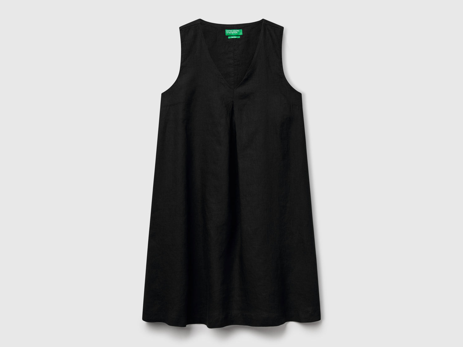Vestito smanicato in puro lino da donna nero | Benetton Outlet
