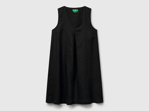 Vestito smanicato in puro lino