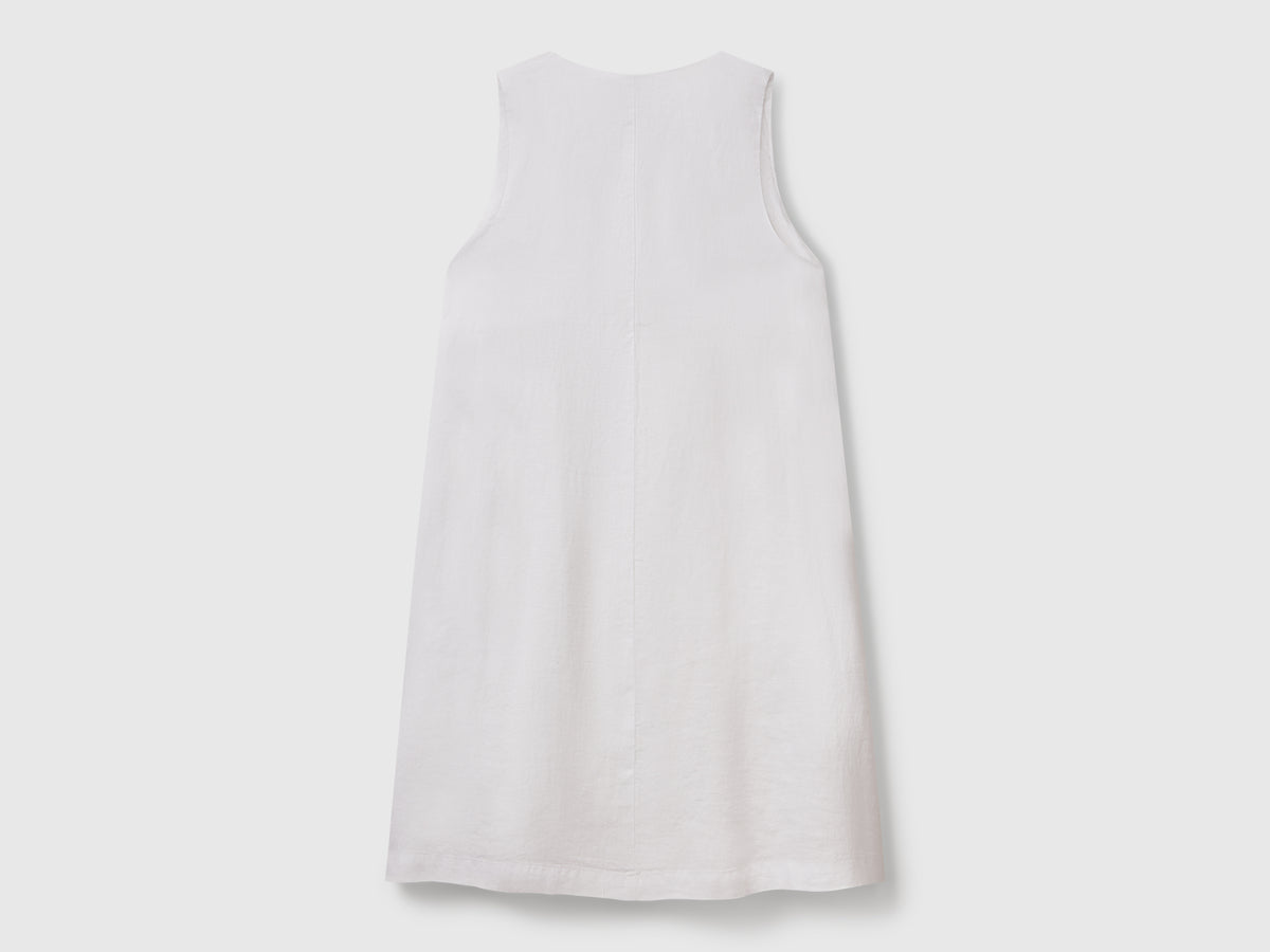 Vestito smanicato in puro lino
