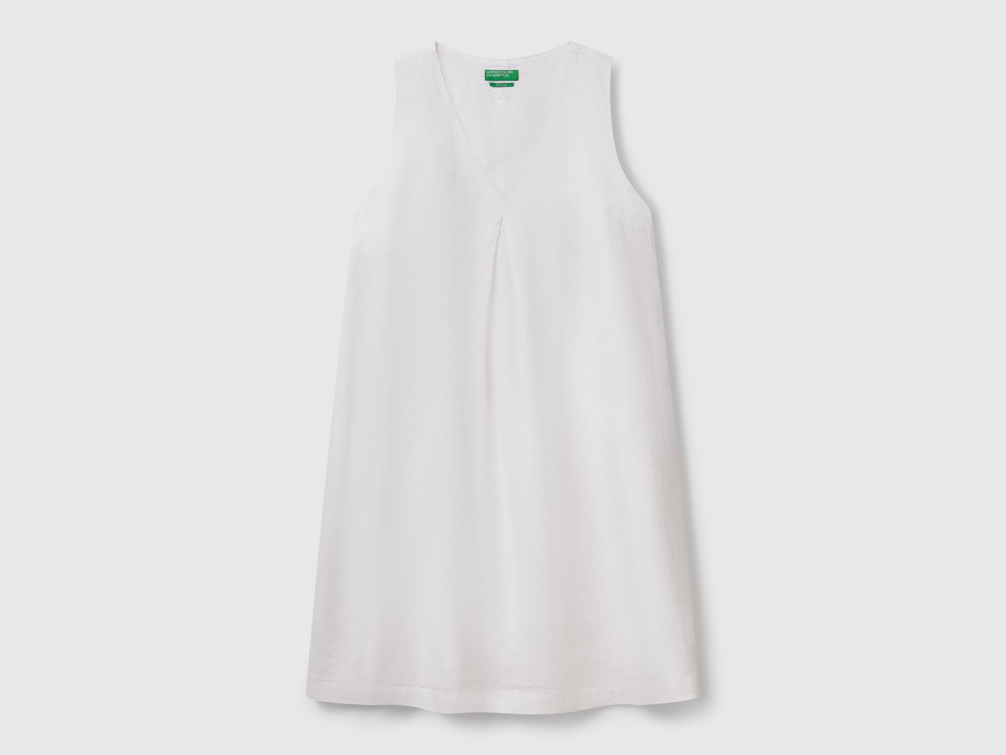 Sleeveless dress in pure linen da donna bianco | Benetton Outlet Sleeveless dress in pure linen da donna bianco | Benetton Outlet