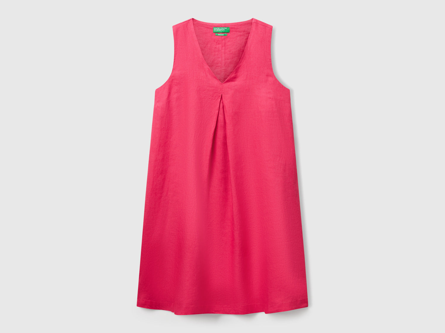 Vestito smanicato in puro lino da donna fragola | Benetton Outlet