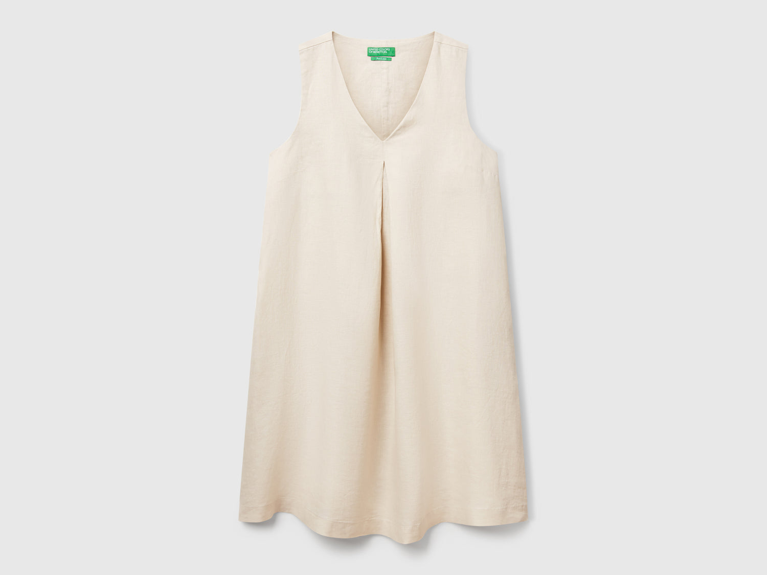 Vestito smanicato in puro lino da donna beige | Benetton Outlet