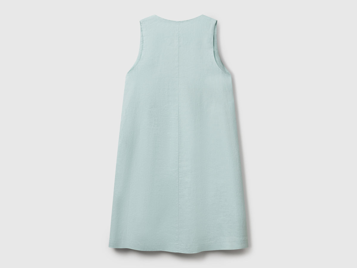 Vestito smanicato in puro lino