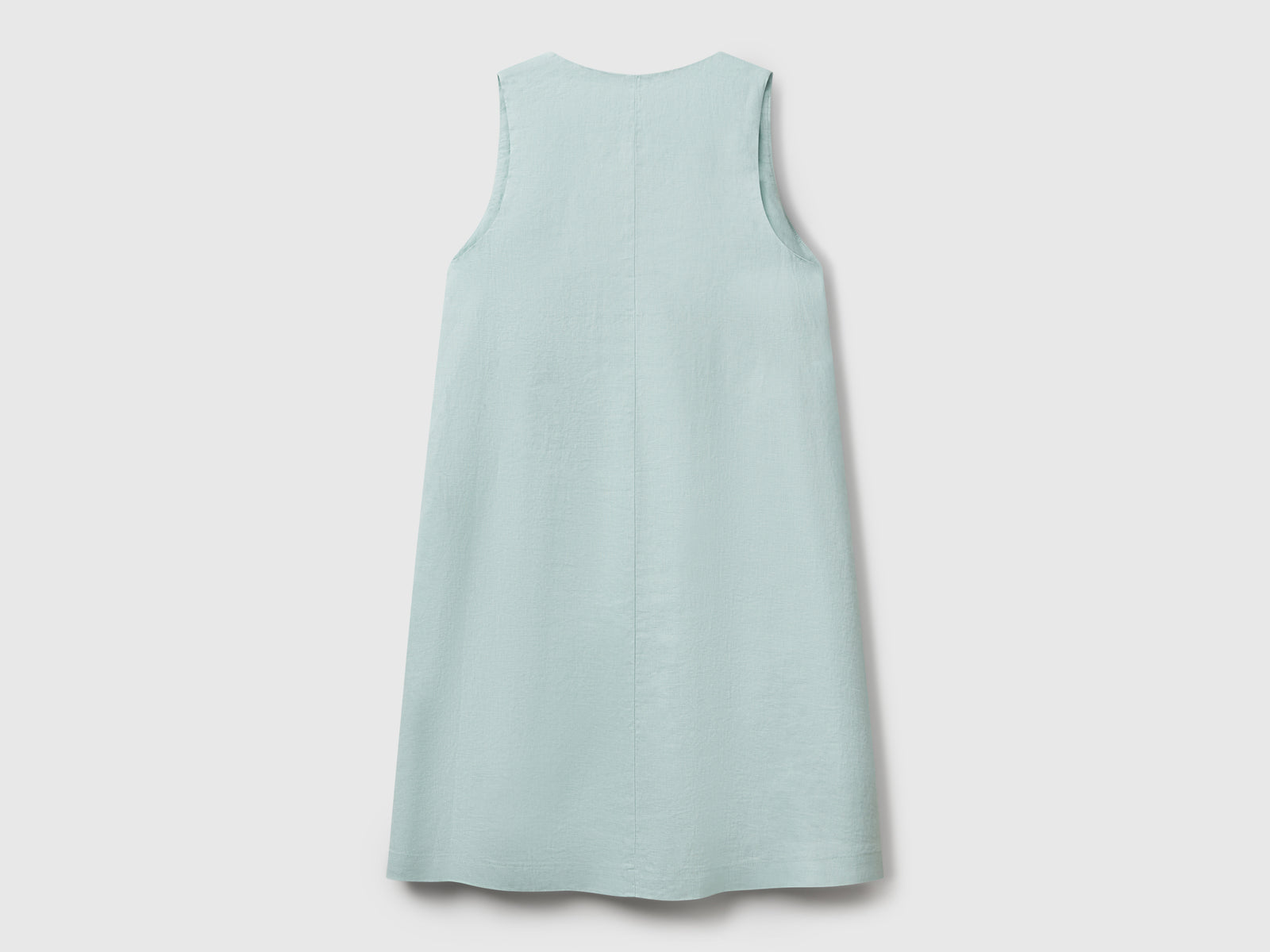 Vestito smanicato in puro lino da donna verde acqua 2 | Benetton Outlet