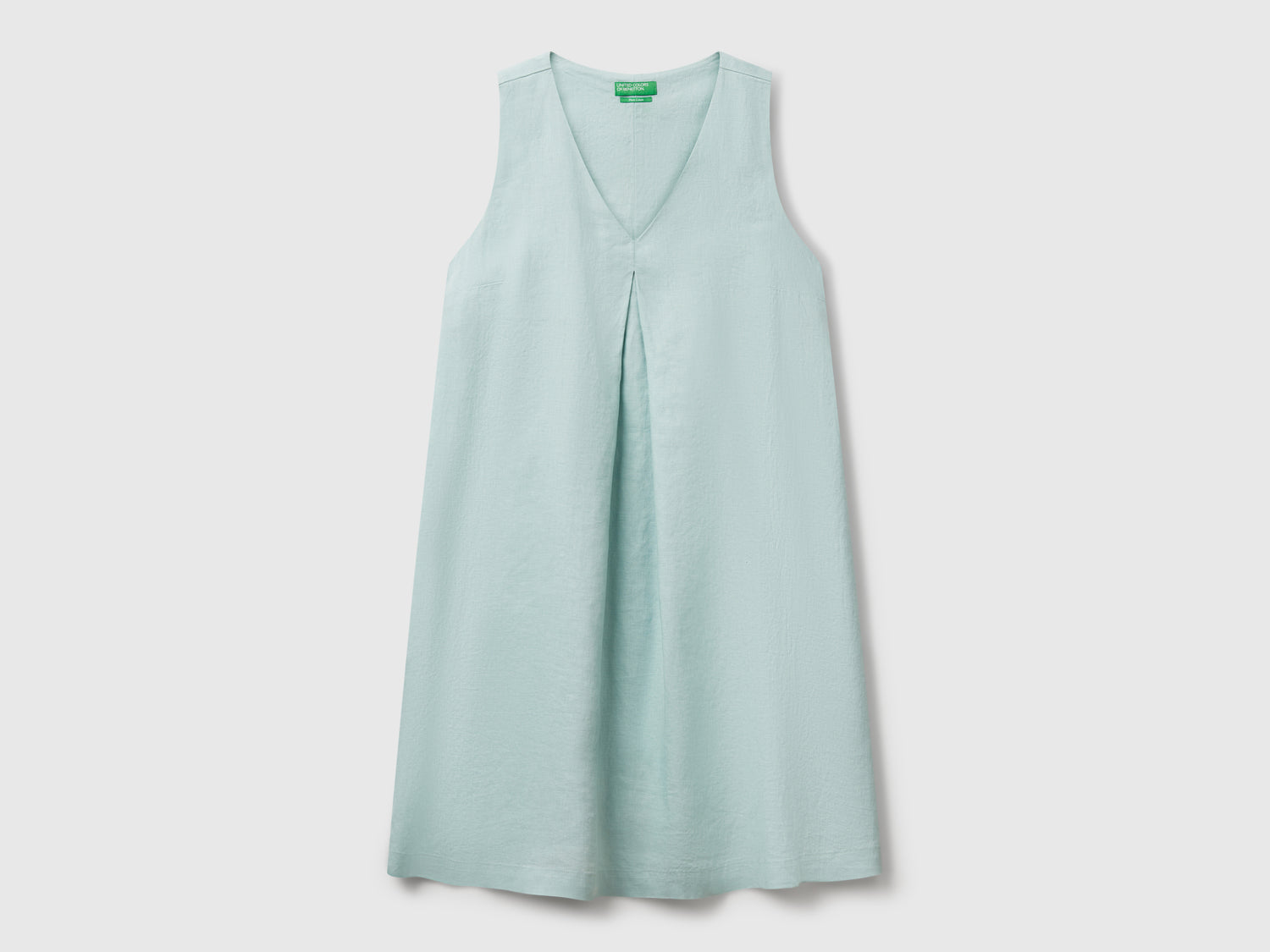 Vestito smanicato in puro lino da donna verde acqua | Benetton Outlet