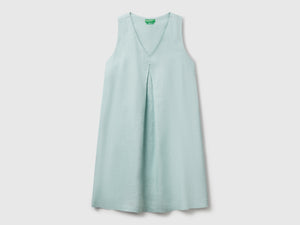 Vestito smanicato in puro lino