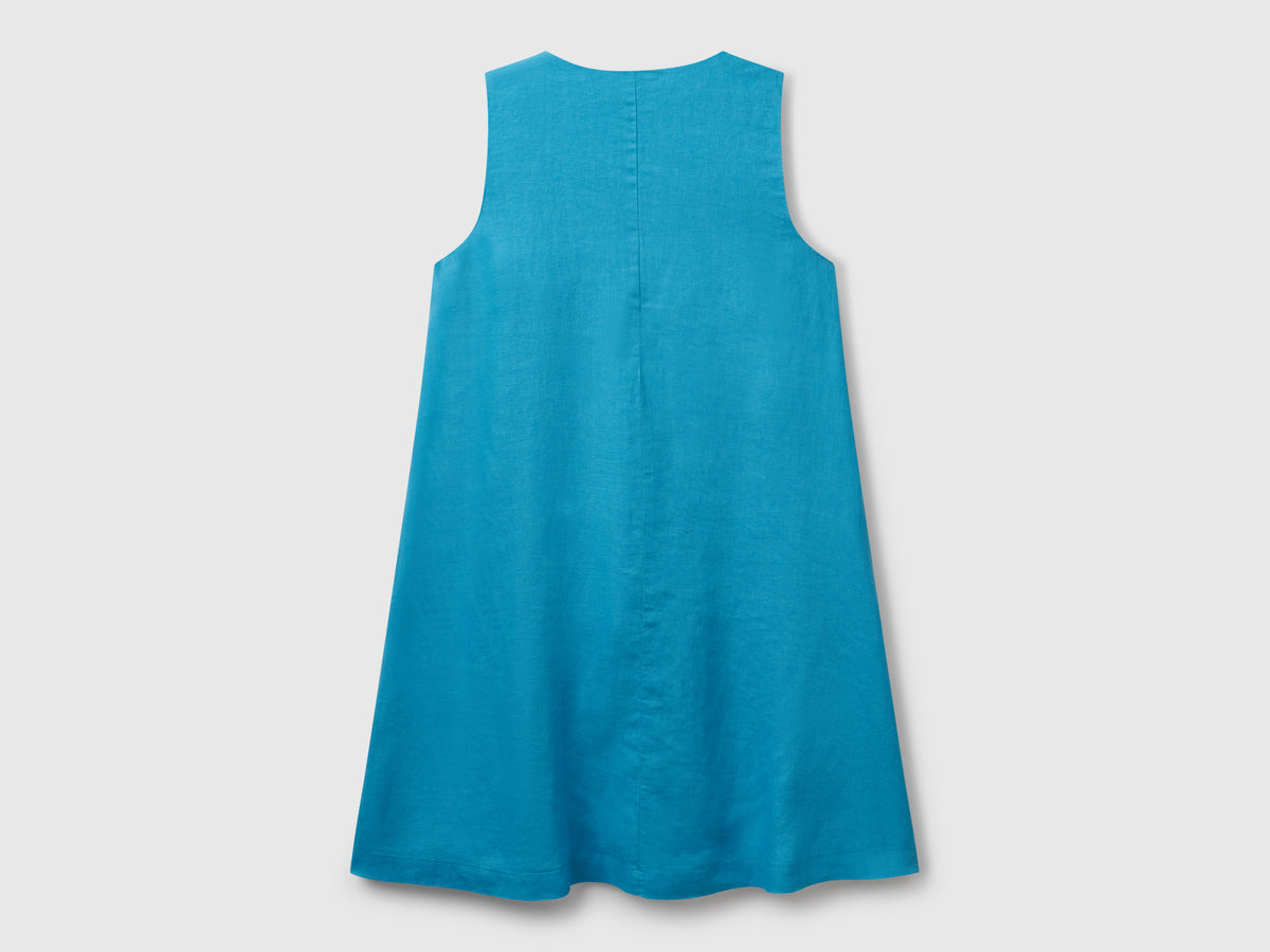 Vestito smanicato in puro lino