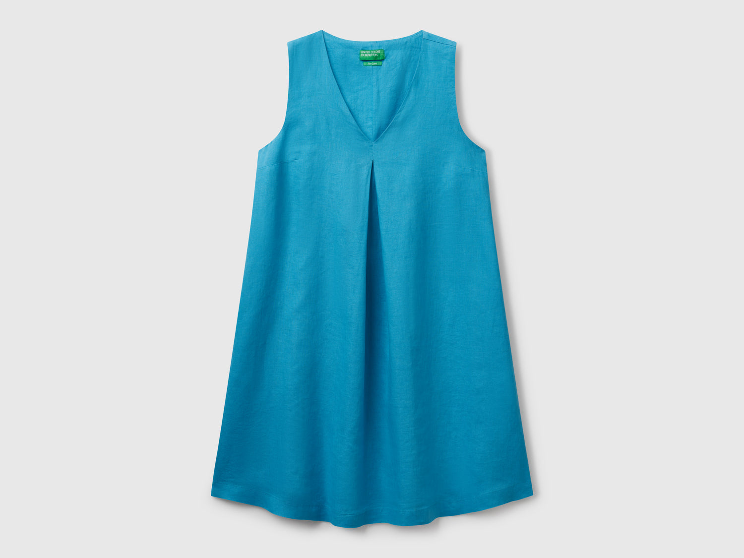 Vestito smanicato in puro lino da donna turchese | Benetton Outlet