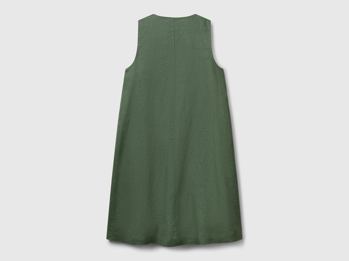 Vestito smanicato in puro lino