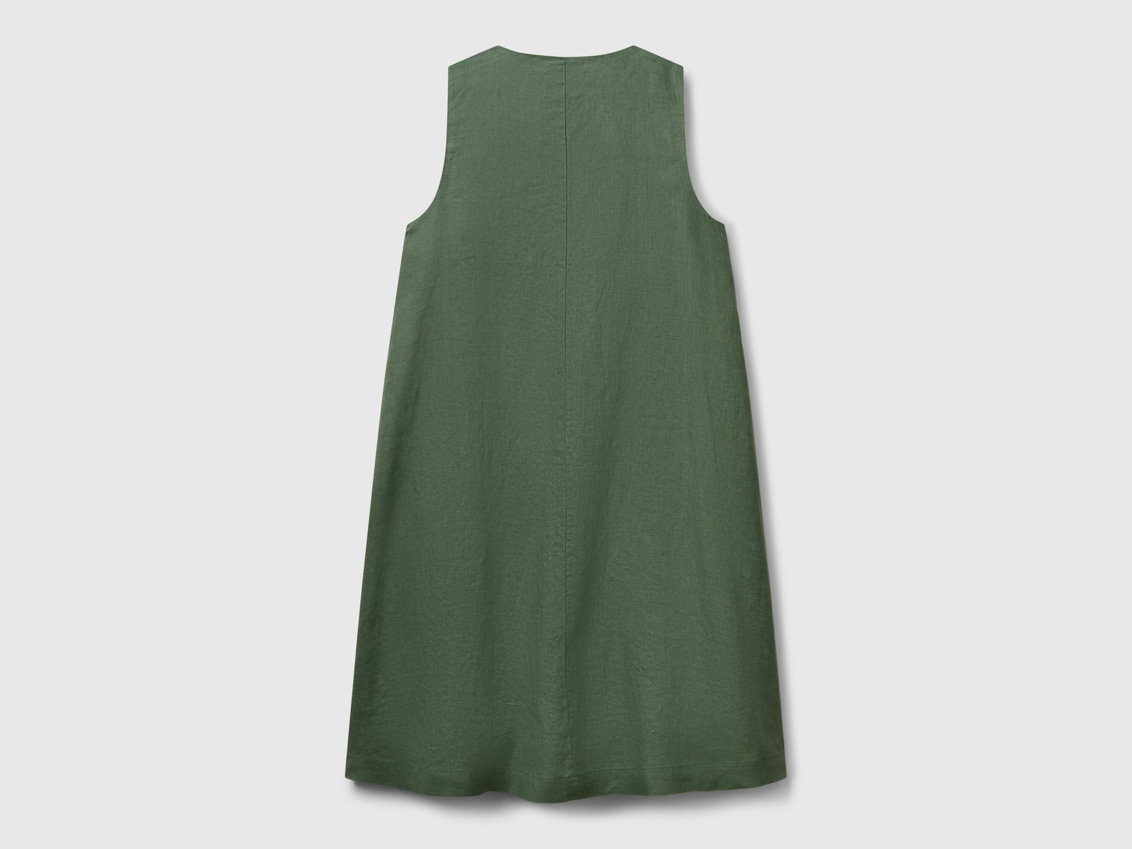 Vestito smanicato in puro lino da donna verde militare 2 | Benetton Outlet