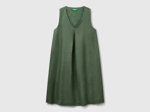 Vestito smanicato in puro lino