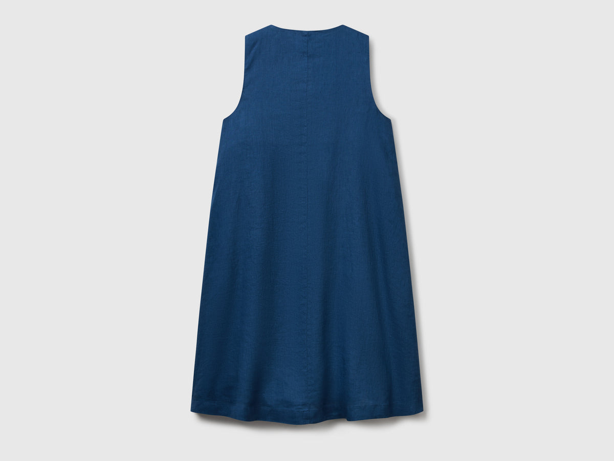 Vestito smanicato in puro lino