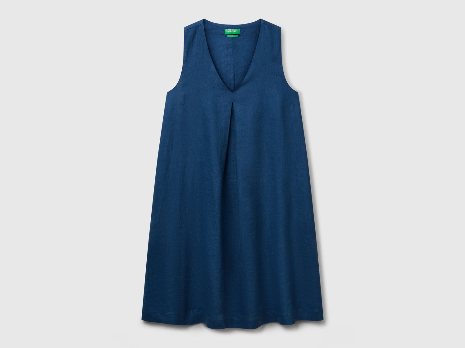 Vestito smanicato in puro lino da donna avio | Benetton Outlet