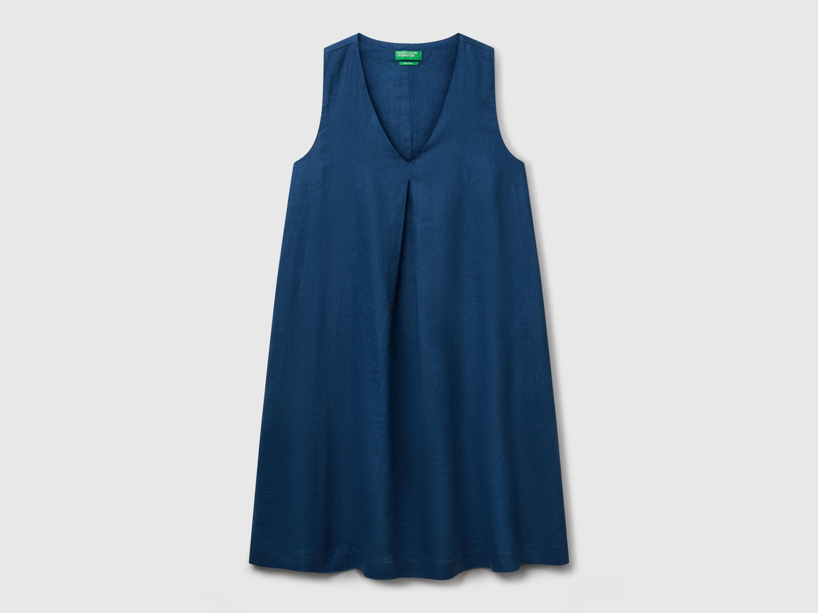 Vestito smanicato in puro lino da donna avio | Benetton Outlet