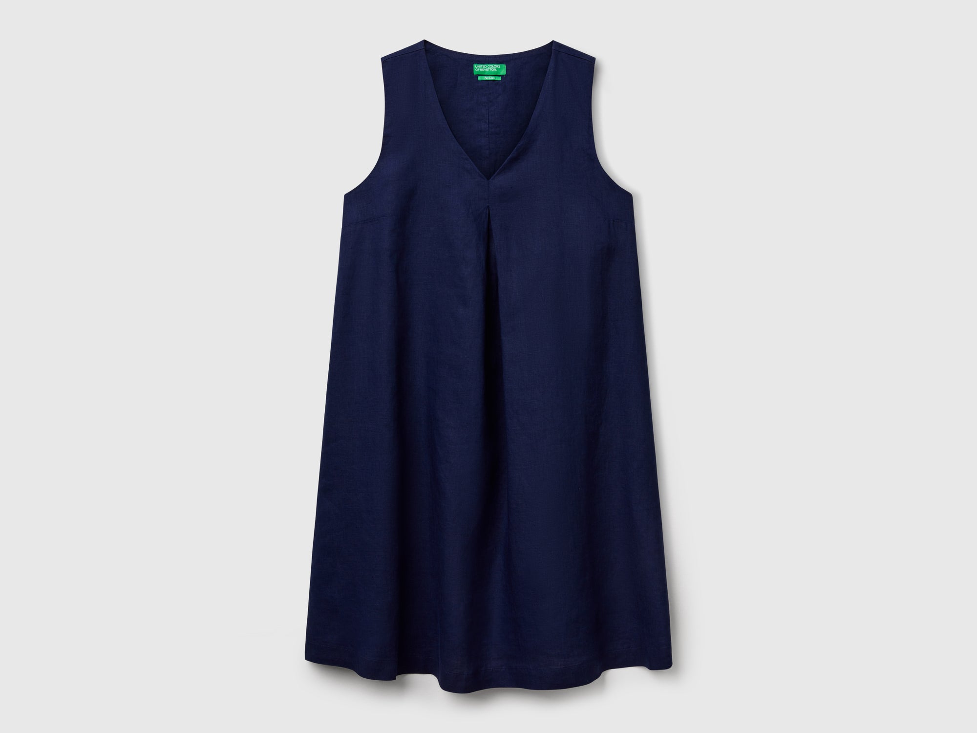 Sleeveless dress in pure linen da donna blu scuro | Benetton Outlet Sleeveless dress in pure linen da donna blu scuro | Benetton Outlet