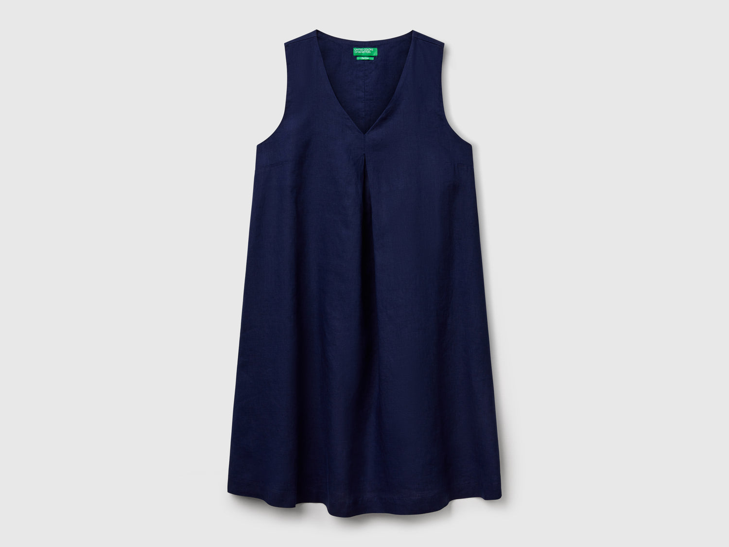 Vestito smanicato in puro lino da donna blu scuro | Benetton Outlet