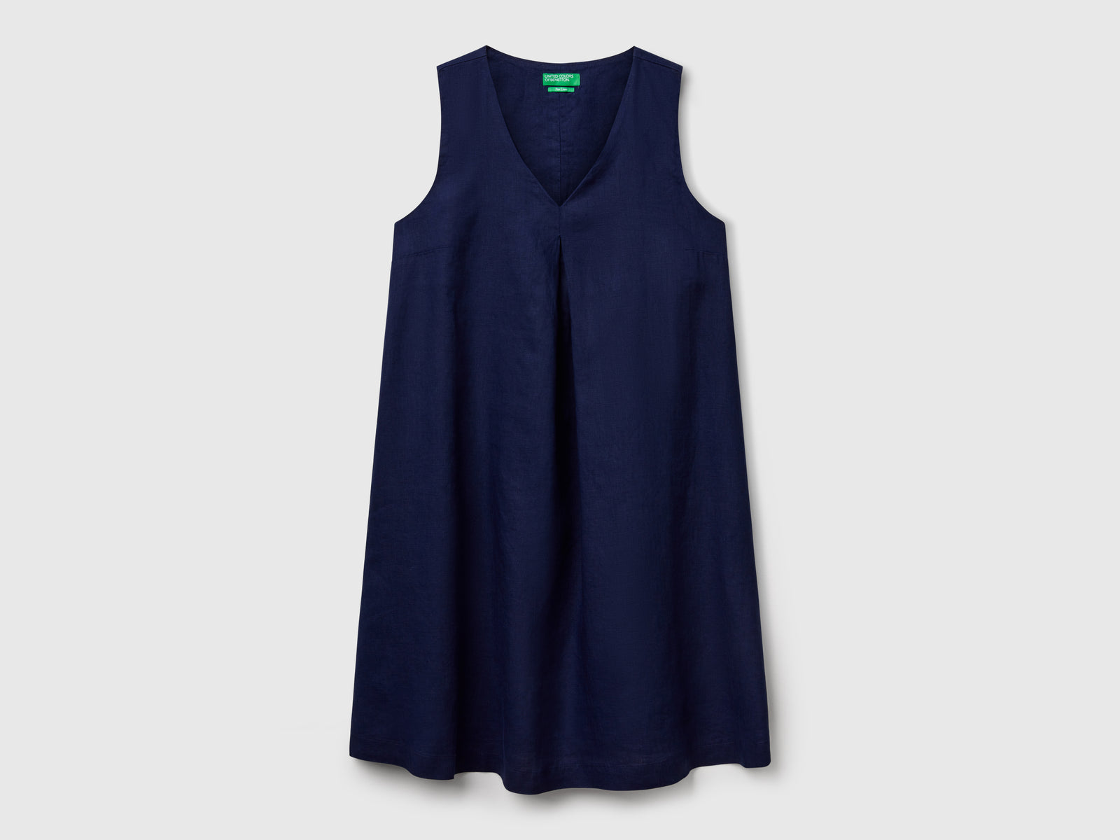 Vestito smanicato in puro lino da donna blu scuro | Benetton Outlet