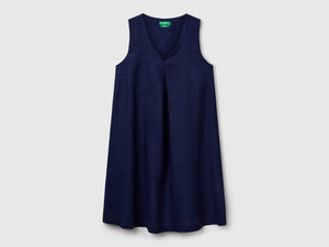 Vestito smanicato in puro lino