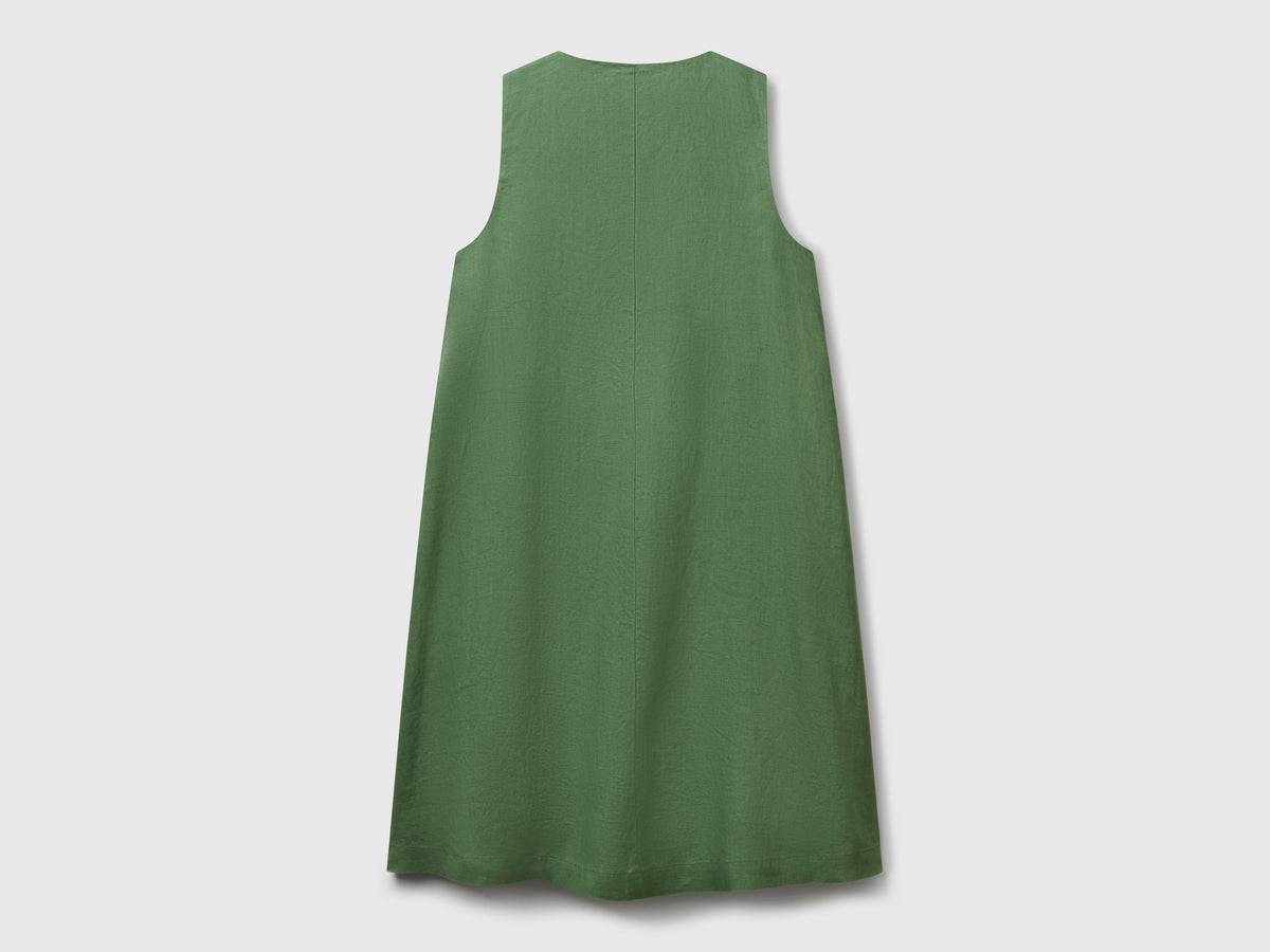 Vestito smanicato in puro lino