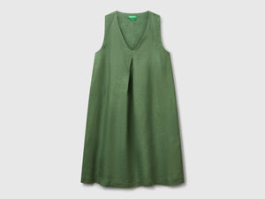 Vestito smanicato in puro lino