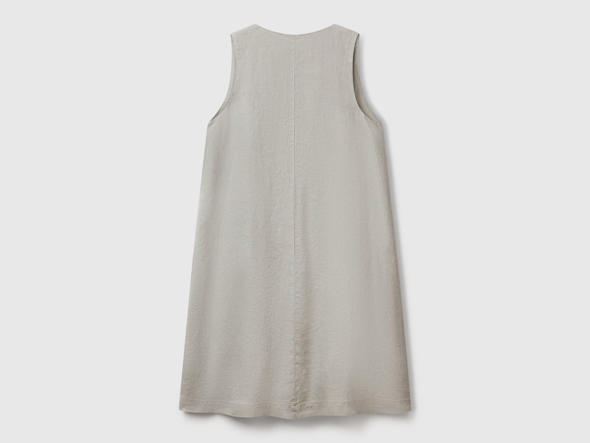 Vestito smanicato in puro lino