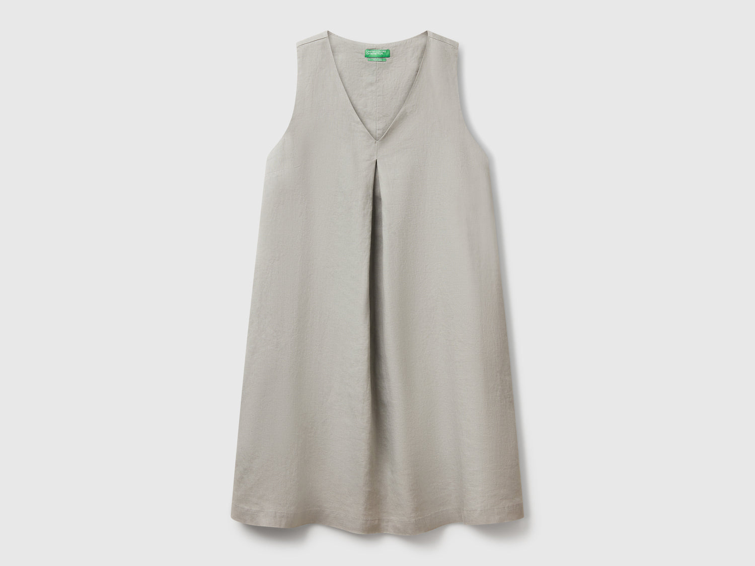 Vestito smanicato in puro lino da donna grigio | Benetton Outlet