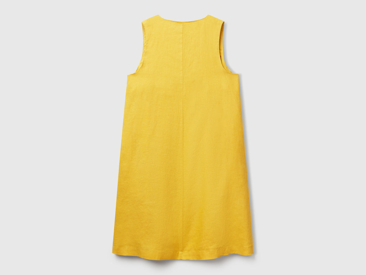 Vestito smanicato in puro lino