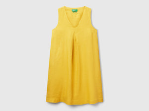Vestito smanicato in puro lino