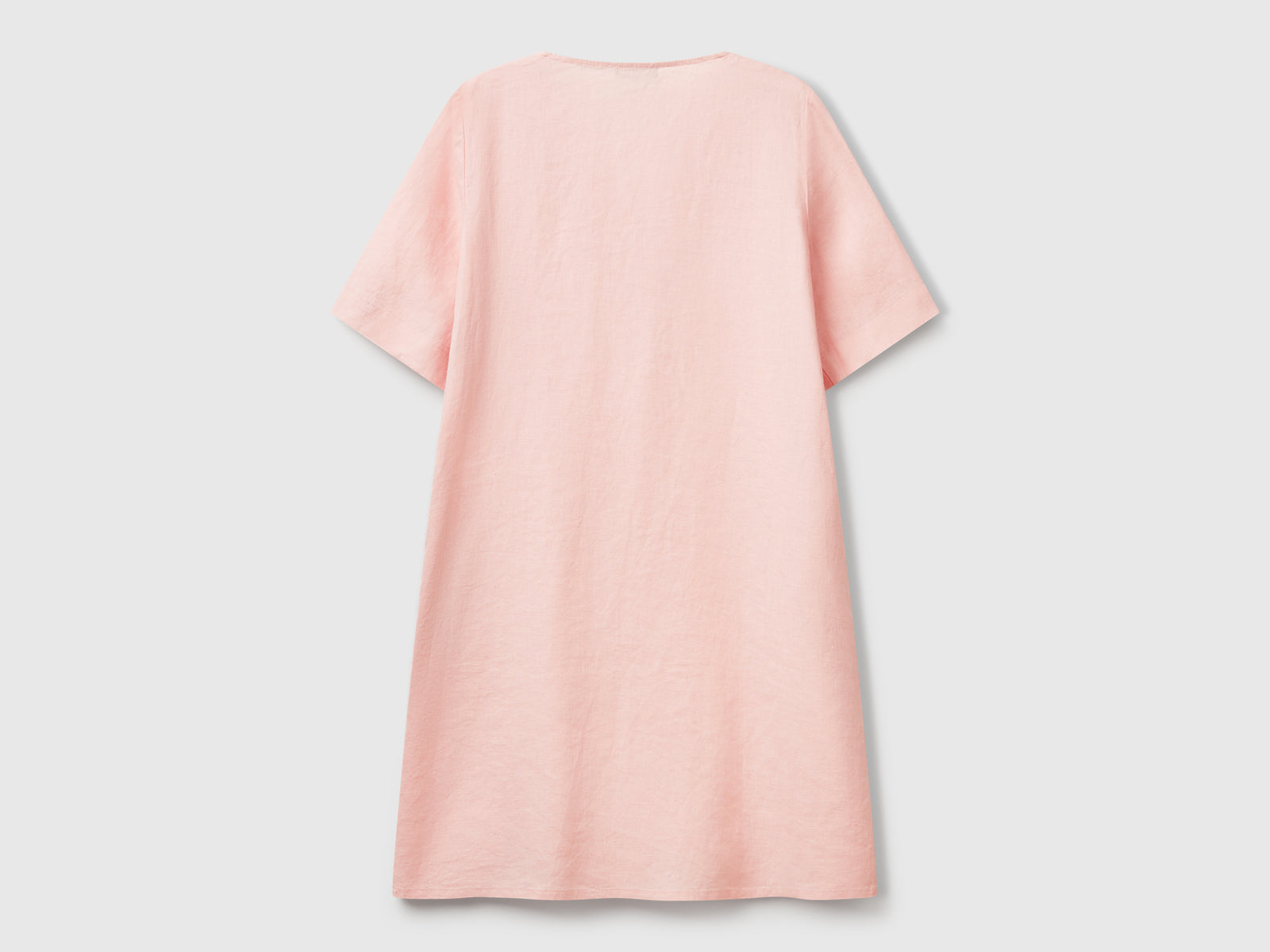 Abito a manica corta in puro lino da donna rosa tenue 2 | Benetton Outlet