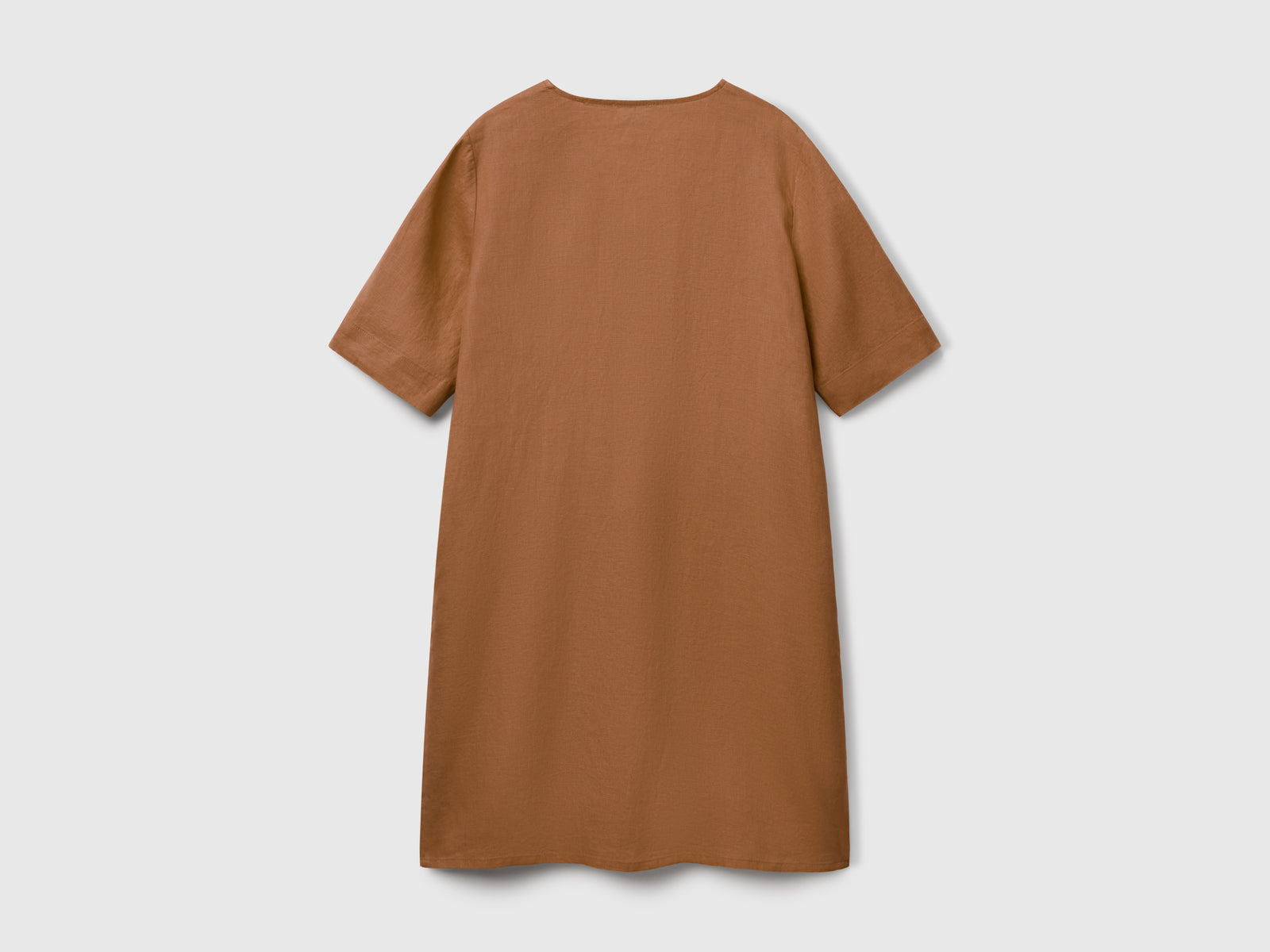 Abito a manica corta in puro lino da donna marrone 2 | Benetton Outlet
