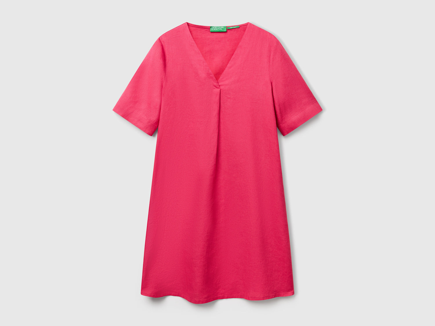 Abito a manica corta in puro lino da donna fragola | Benetton Outlet