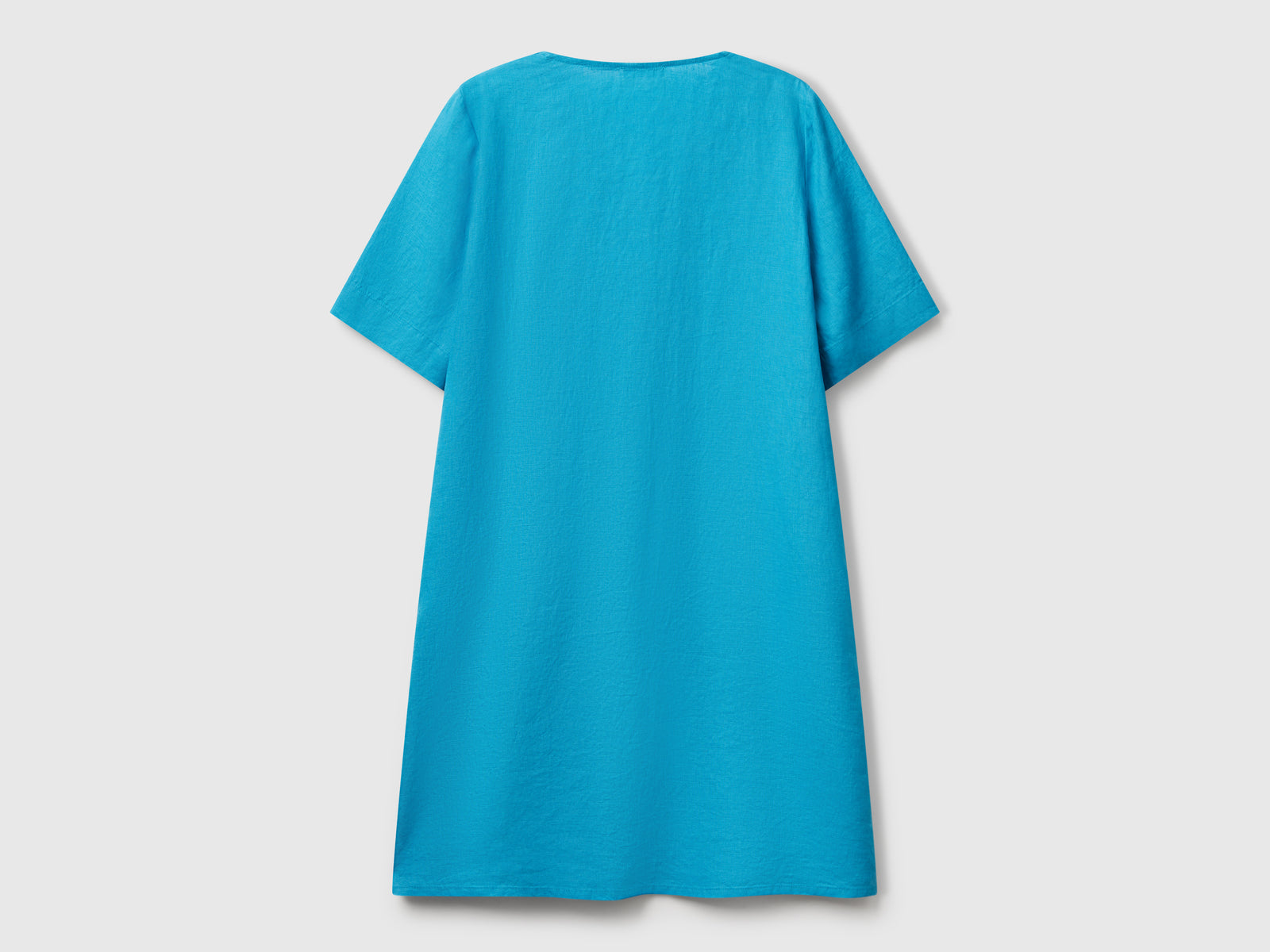 Abito a manica corta in puro lino da donna turchese 2 | Benetton Outlet