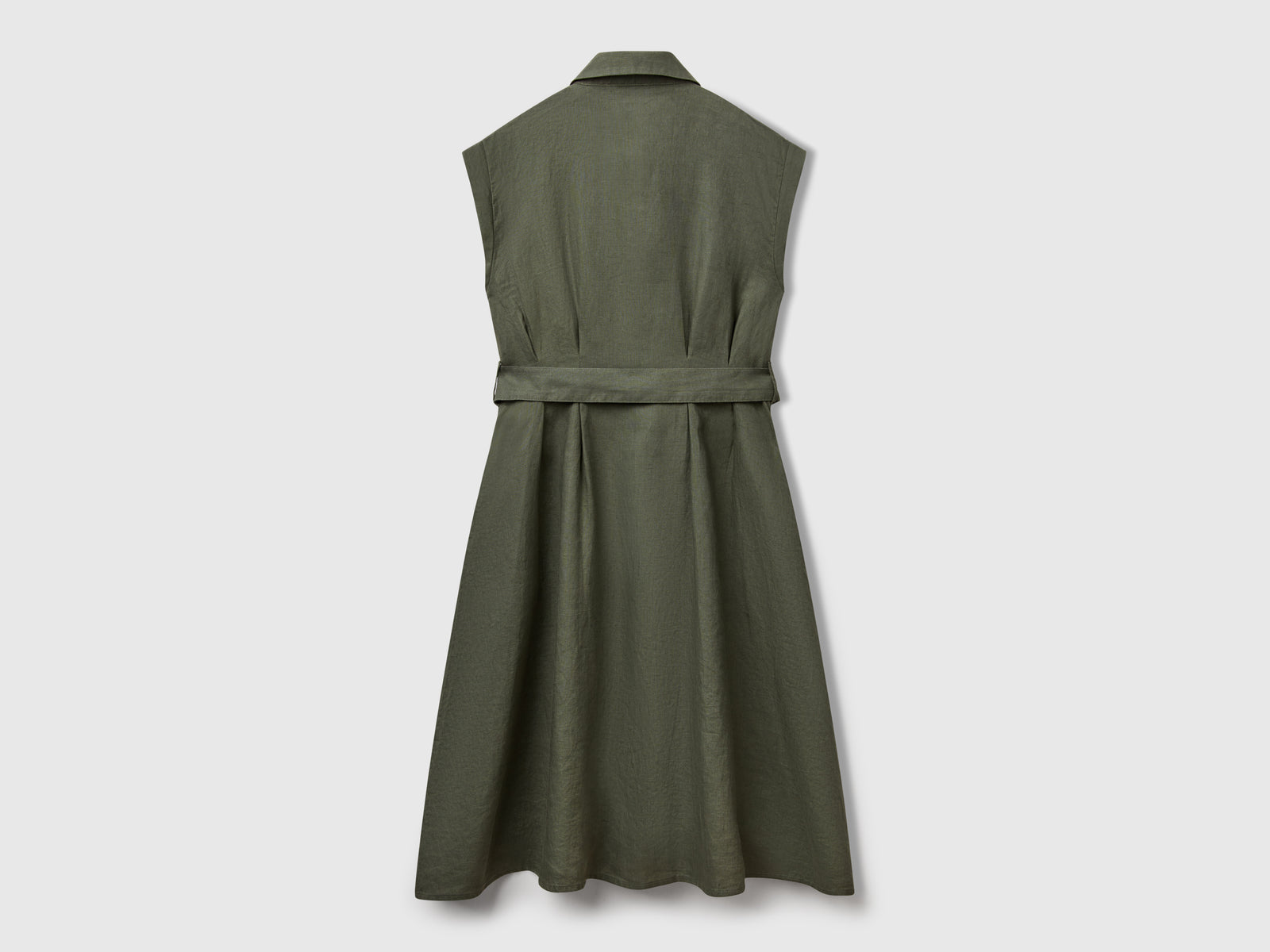 Chemisier in puro lino da donna verde militare 2 | Benetton Outlet