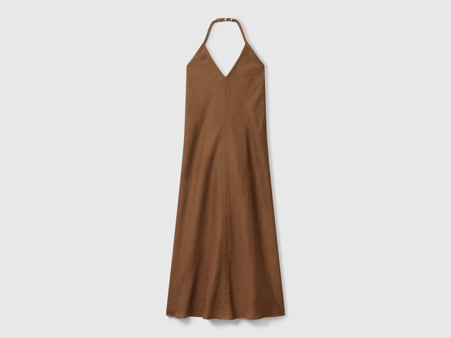 Vestito lungo in puro lino da donna marrone | Benetton Outlet