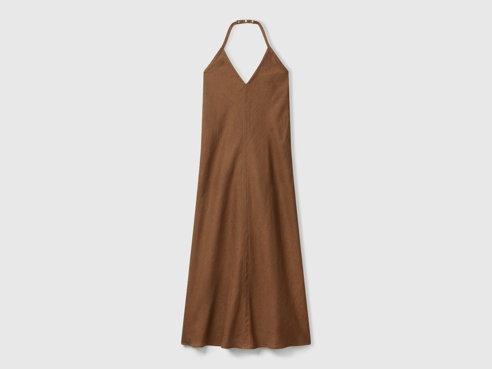 Vestito lungo in puro lino da donna marrone | Benetton Outlet