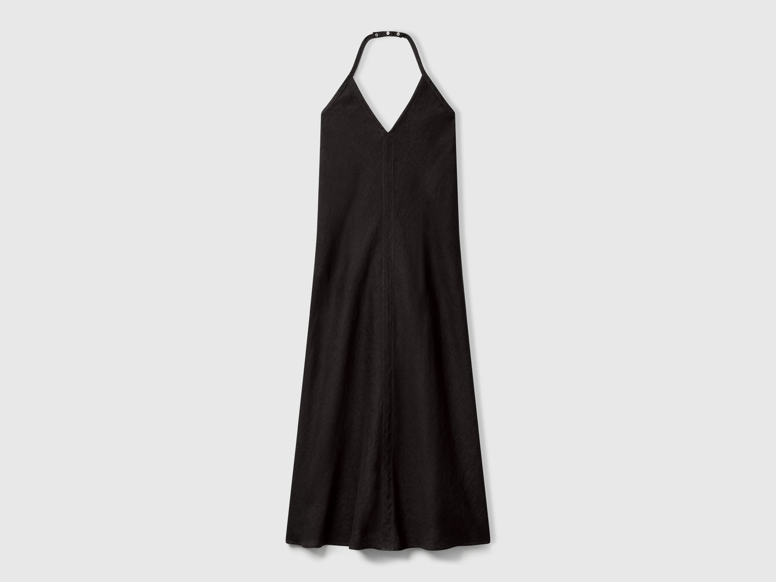 Vestito lungo in puro lino da donna nero | Benetton Outlet