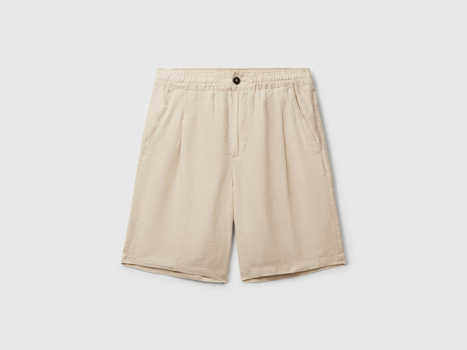Bermuda con coulisse in puro lino da uomo beige | Benetton Outlet