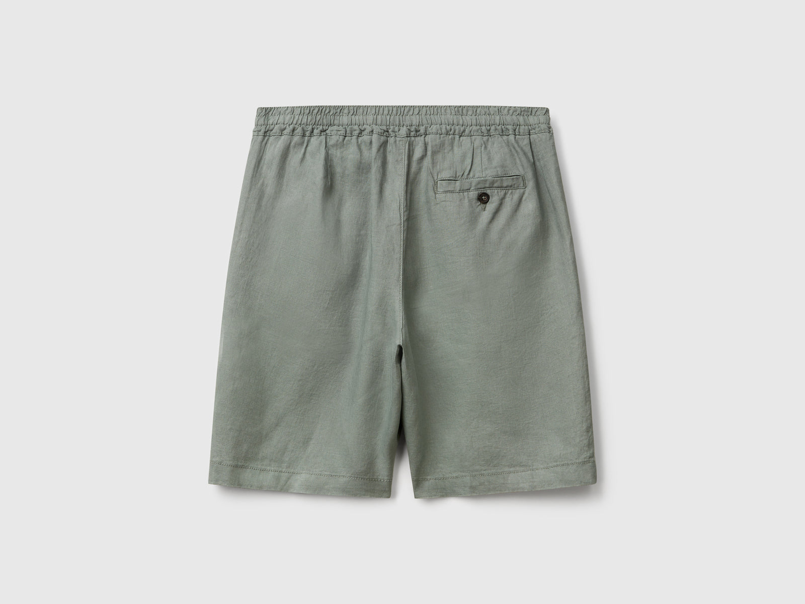 Bermuda con coulisse in puro lino da uomo verde militare 2 | Benetton Outlet