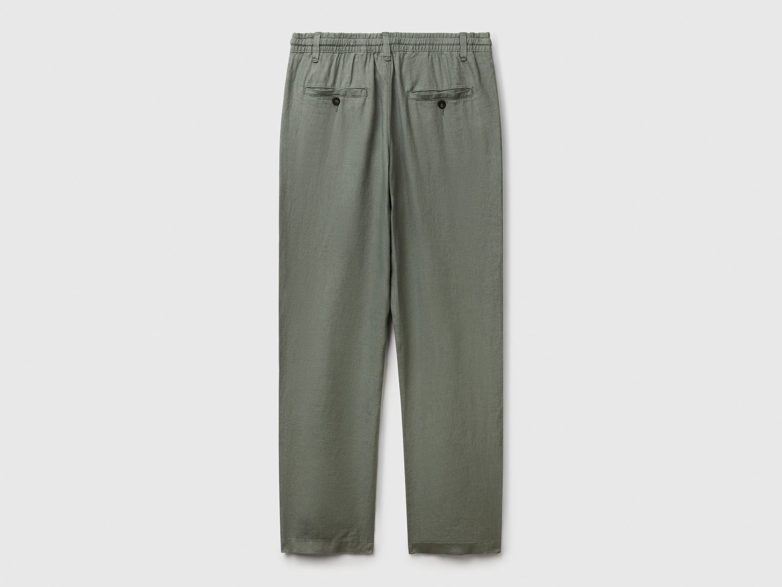 Pantaloni con coulisse in puro lino da uomo verde militare 2 | Benetton Outlet