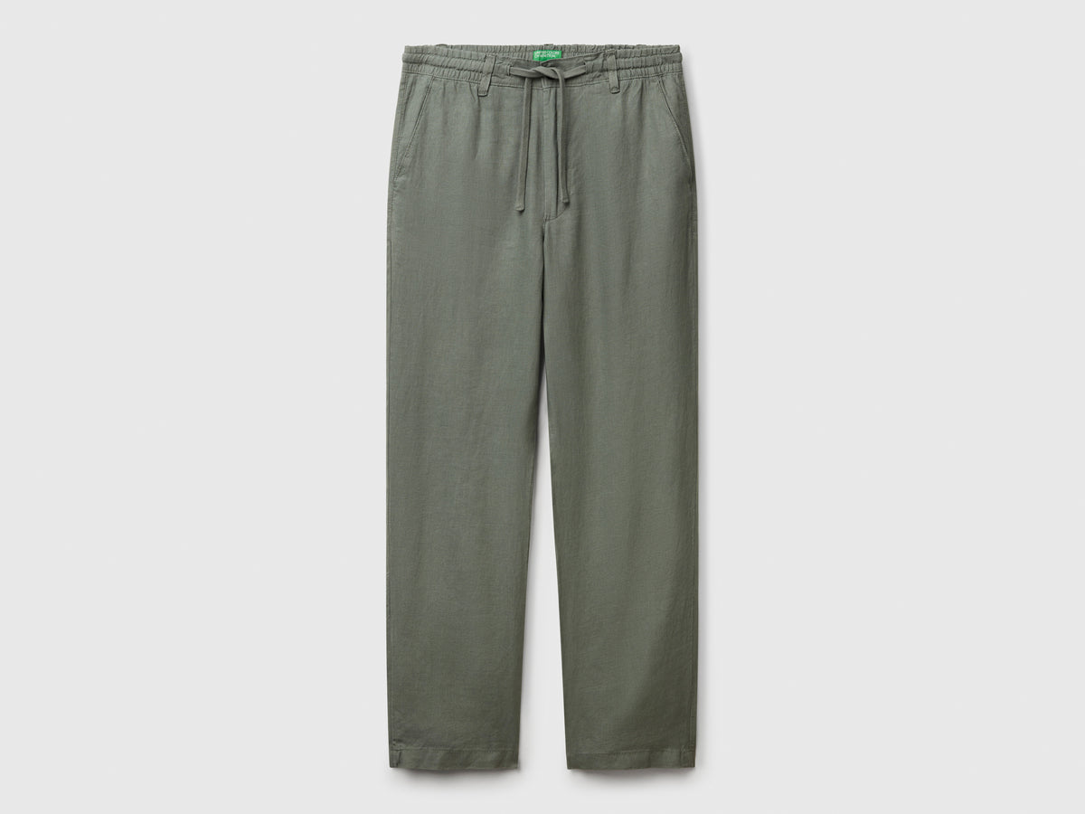Pantaloni con coulisse in puro lino