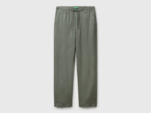 Pantaloni con coulisse in puro lino