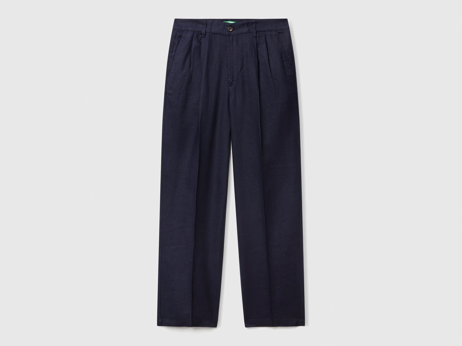 Chino ampi in puro lino da uomo blu scuro | Benetton Outlet